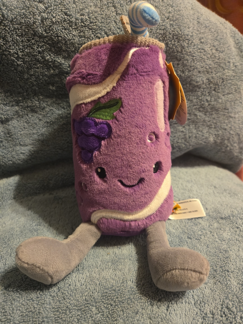 Plush Grape Drink Can Plush with Smile